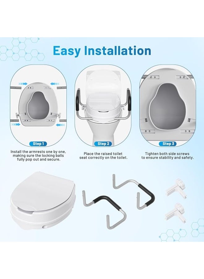 Raised Toilet Seat with Safety Handles, 4-Inch Elevated Toilet Seat Riser for Seniors and Adults, Adjustable Mobility Support for Standard Round Toilets - Image 5