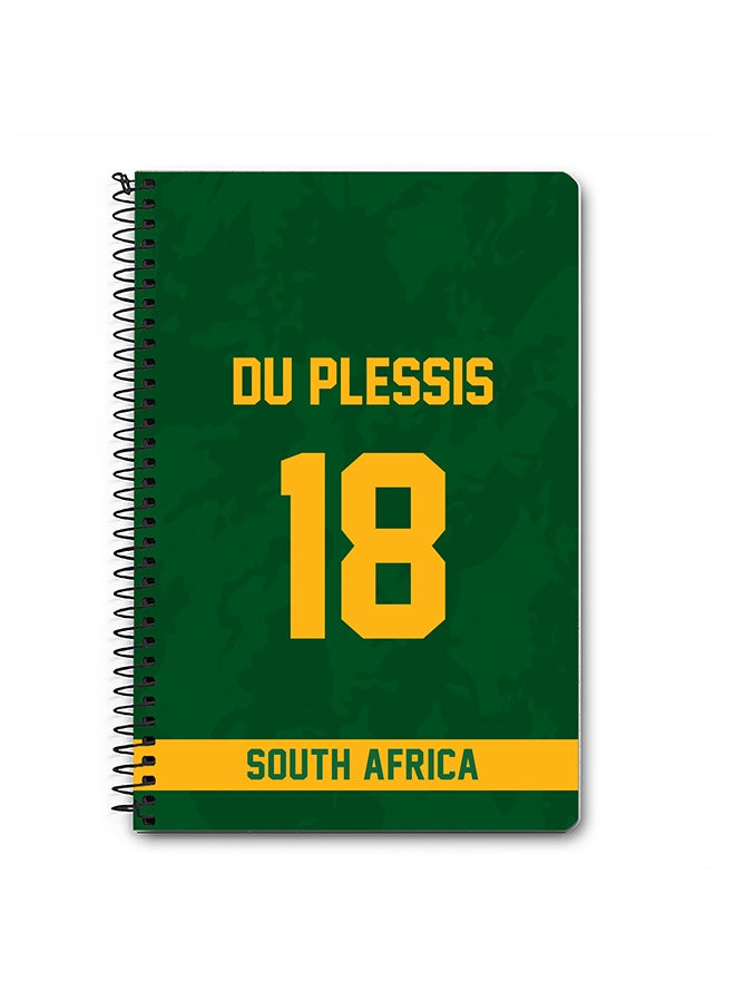 Stylizedd Designer A5 Spiral Notebook Memo Notepad Journal Player - Faf du Plessis, Jersey Number -18  - Image 1