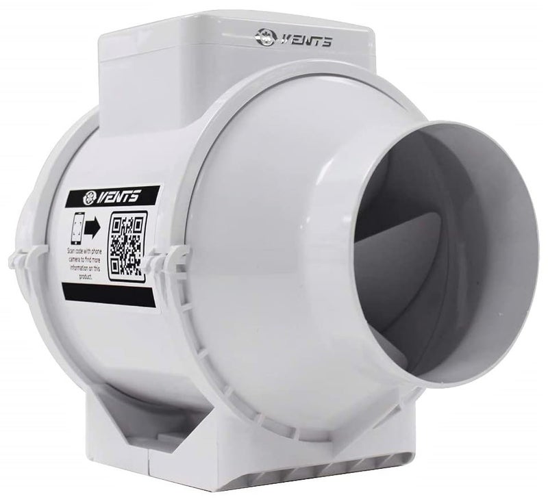 VENTS UK 100mm 4 inch diameter Inline Extractor Fan Bathroom Shower Ceiling Loft Mounted Powerful Ventilation Damp Control Silent In-line Toilet Office Utility Room - Image 1