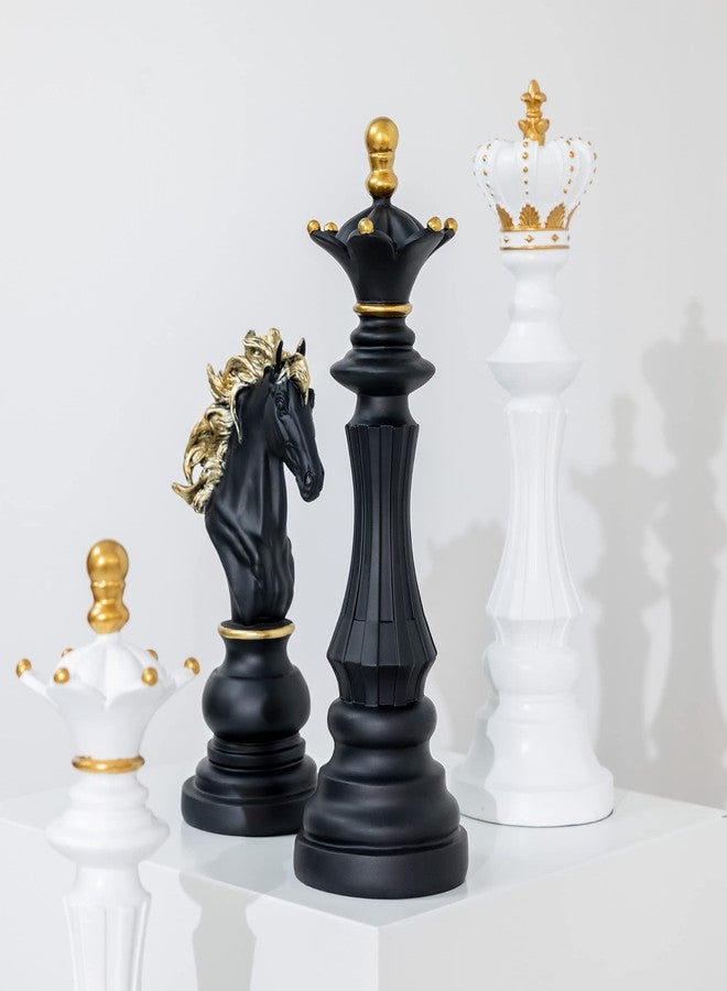Navaris Chess Statue Decor Piece - 14.5" Tall Decorative Resin Sculpture - Large Game Figure Decoration Ornament for Home, Office, Study - Black Queen - Image 3