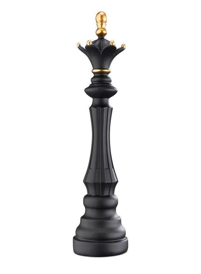 Navaris Chess Statue Decor Piece - 14.5" Tall Decorative Resin Sculpture - Large Game Figure Decoration Ornament for Home, Office, Study - Black Queen - Image 1