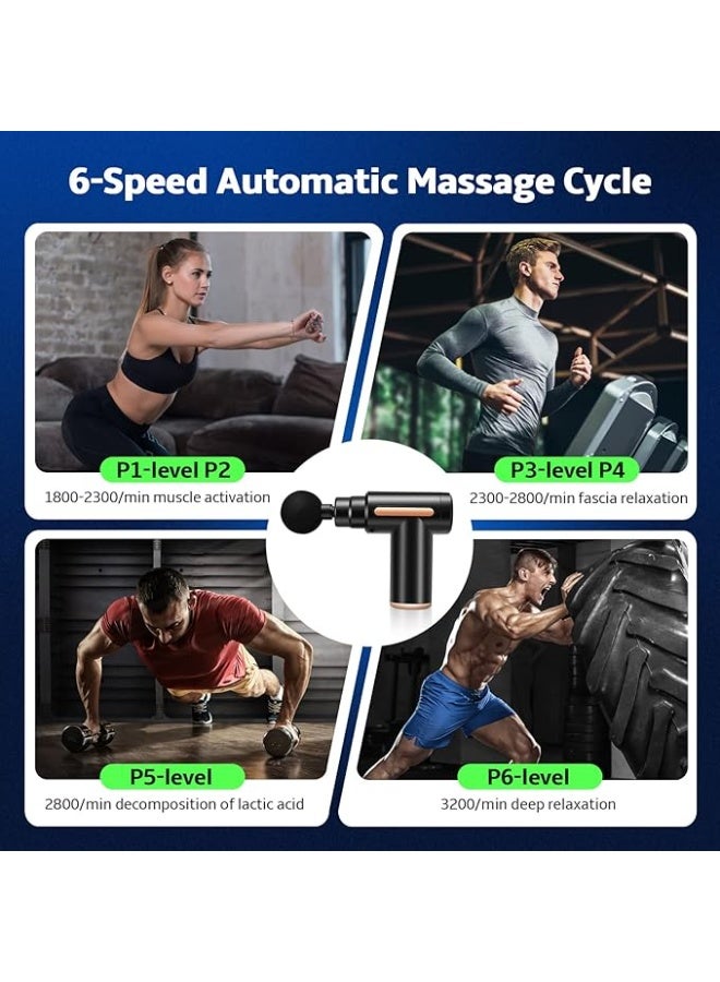 مسدس تدليك صغير للأنسجة العميقة – مدلك عضلات محمول باليد مع 4 رؤوس و6 سرعات لتخفيف الألم والاسترخاء - Image 3
