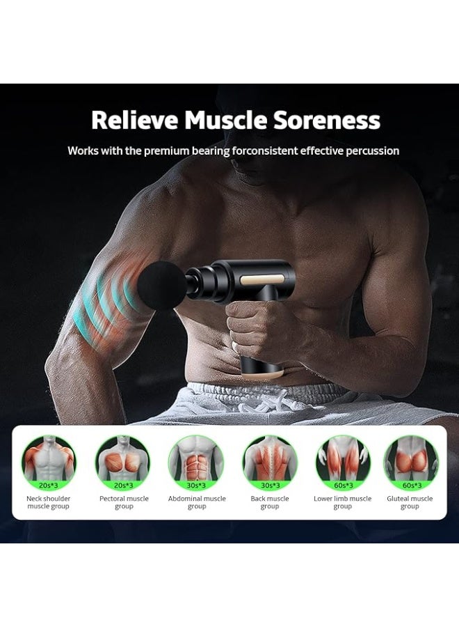 مسدس تدليك صغير للأنسجة العميقة – مدلك عضلات محمول باليد مع 4 رؤوس و6 سرعات لتخفيف الألم والاسترخاء - Image 4
