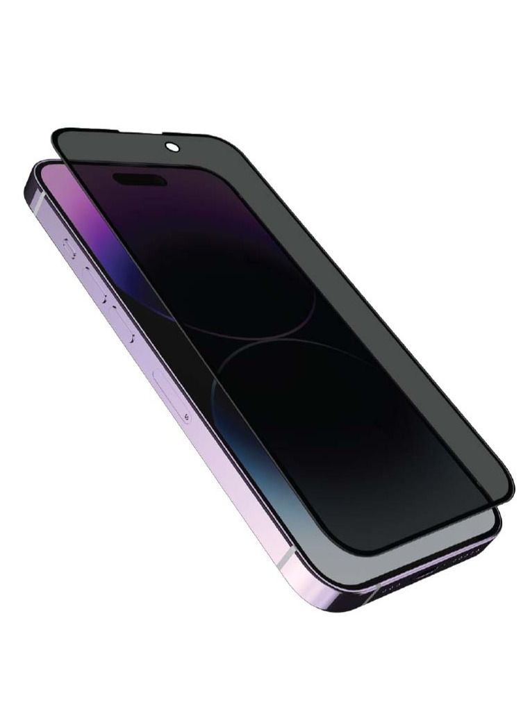 Brave حماية شاشة الخصوصية لجهاز آيفون 14 برو ماكس 6.7 بوصة 9H زجاج مقسى مضاد للتجسس تغطية من الحافة إلى الحافة خالية من الفقاعات، وضوح عالي، مضاد للخدش، مضاد للكسر، تركيب سهل يشمل صينية محاذاة سهلة - Image 1