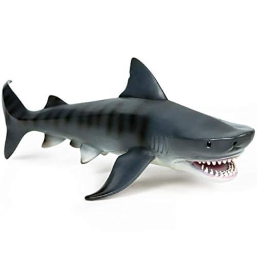 EOIVSH 11 Inch Large Tiger Shark Toy Plastic Ocean Animal Figurine Realistic Sea Creature Figure Educational Toy Great for Bath Pool Cake Topper Party Favor - Image 1