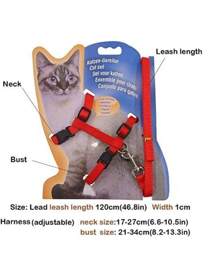 Reflective Adjustable Cat Collar and Harness with Leash (Red) - Image 2