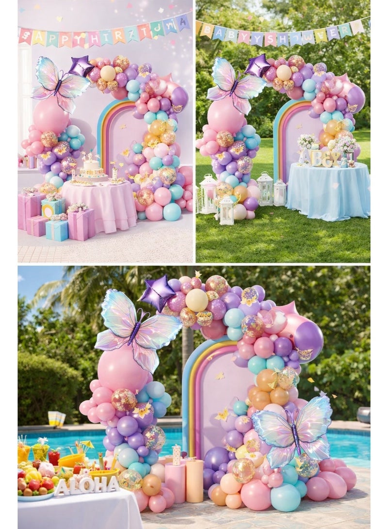 118pcs Butterfly Unicorn Color Balloon Garland Arch Kit, Pastel Macaron Balloons for Girls Birthday, Baby Shower & Fairy Party Decorations - Image 4