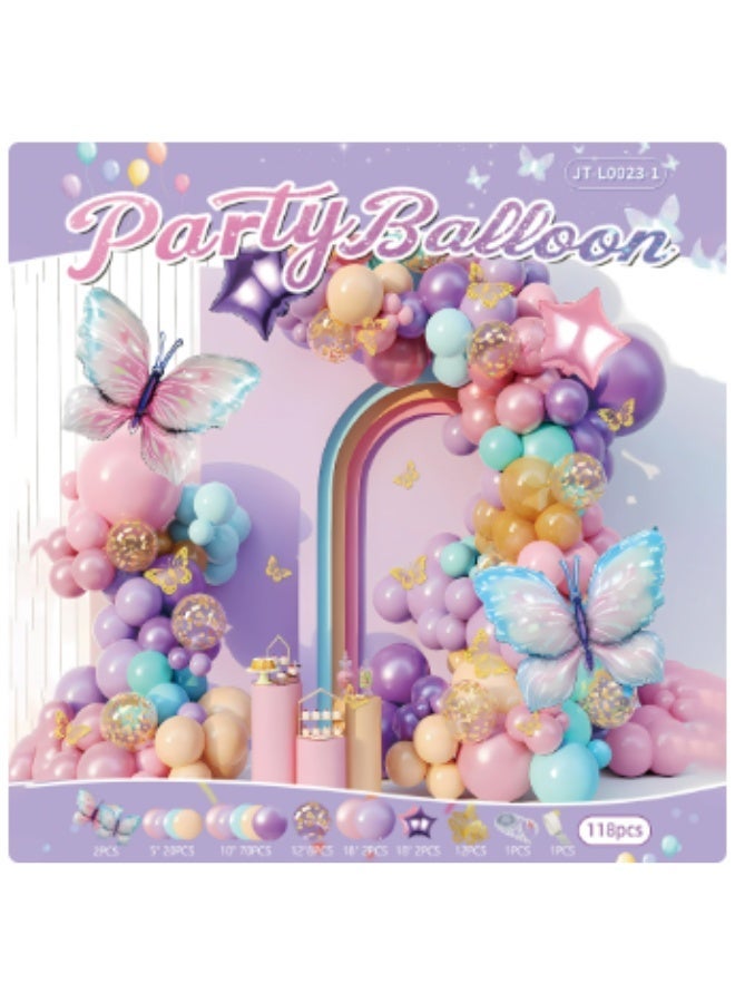 118pcs Butterfly Unicorn Color Balloon Garland Arch Kit, Pastel Macaron Balloons for Girls Birthday, Baby Shower & Fairy Party Decorations - Image 2