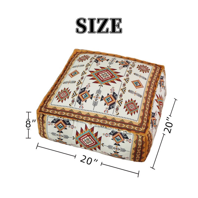 Artbloss Unstuffed Pouf Cover Ottoman Footrest Bohemian Chenille Foot Stool Floor Bean Bag 20x20x8 Inches for Living Room Bedroom Home Decor (Mustard Yellow, Square) - Image 4
