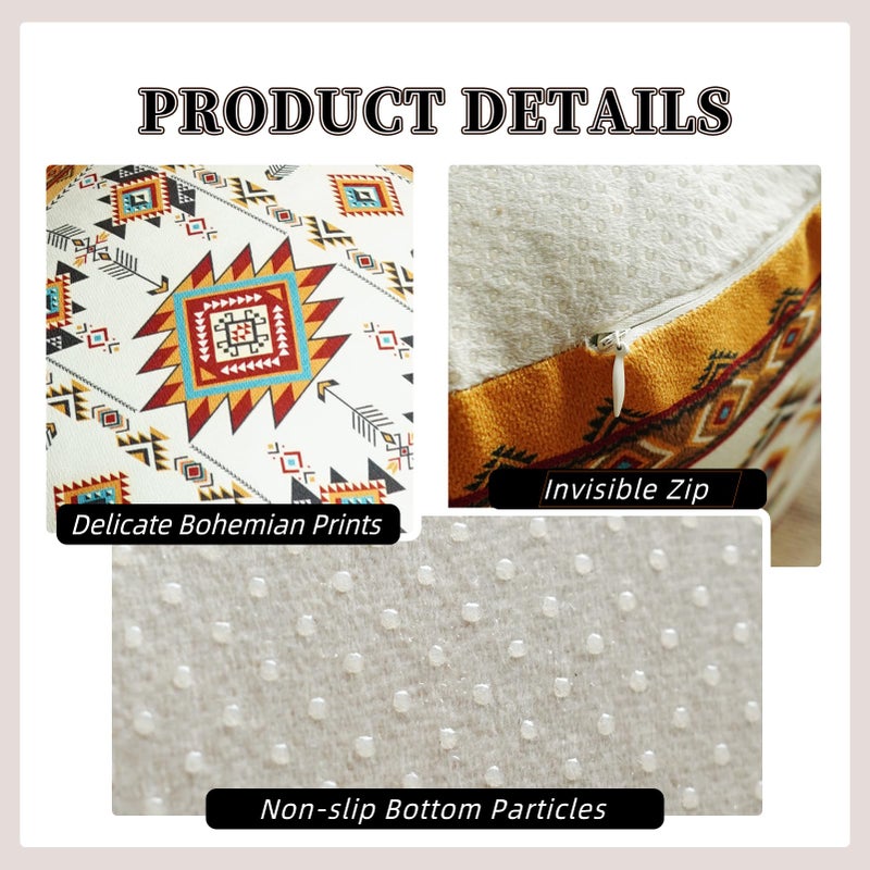 Artbloss Unstuffed Pouf Cover Ottoman Footrest Bohemian Chenille Foot Stool Floor Bean Bag 20x20x8 Inches for Living Room Bedroom Home Decor (Mustard Yellow, Square) - Image 5