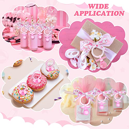 Junkin 60 Pieces Baby Shower Pacifiers Necklace Acrylic Pacifiers Necklace Charm for Baby Shower Party Favors Decorations, Women Style(Pink, White) - Image 5