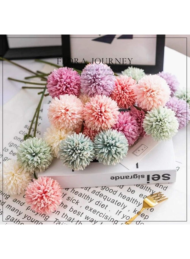 SHINE-CO LIGHTING Artificial Chrysanthemum Ball Flowers Hydrangea Bouquet 10pcs Gift for Important People Glorious Moral for Home Office Coffee House Parties and Wedding (Champagne Pink) - Image 4