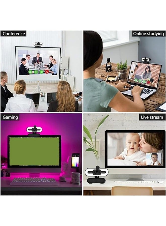 general 4K Webcam, 1080P 4K Full HD Webcam with Ring Fill Light Laptop Computer Live Video Webcam with Microphone Rotatable Webcam with Stand HD Streaming Webcam - Image 5