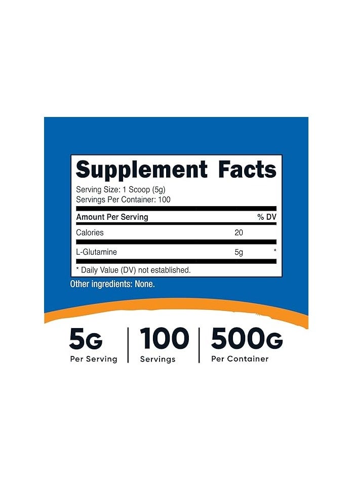 مسحوق الجلوتامين إل من نيوتريكوست (500 جرام) بدون نكهة - خالٍ من الجلوتين وغير معدّل وراثيًا، 100 وجبة - Image 2