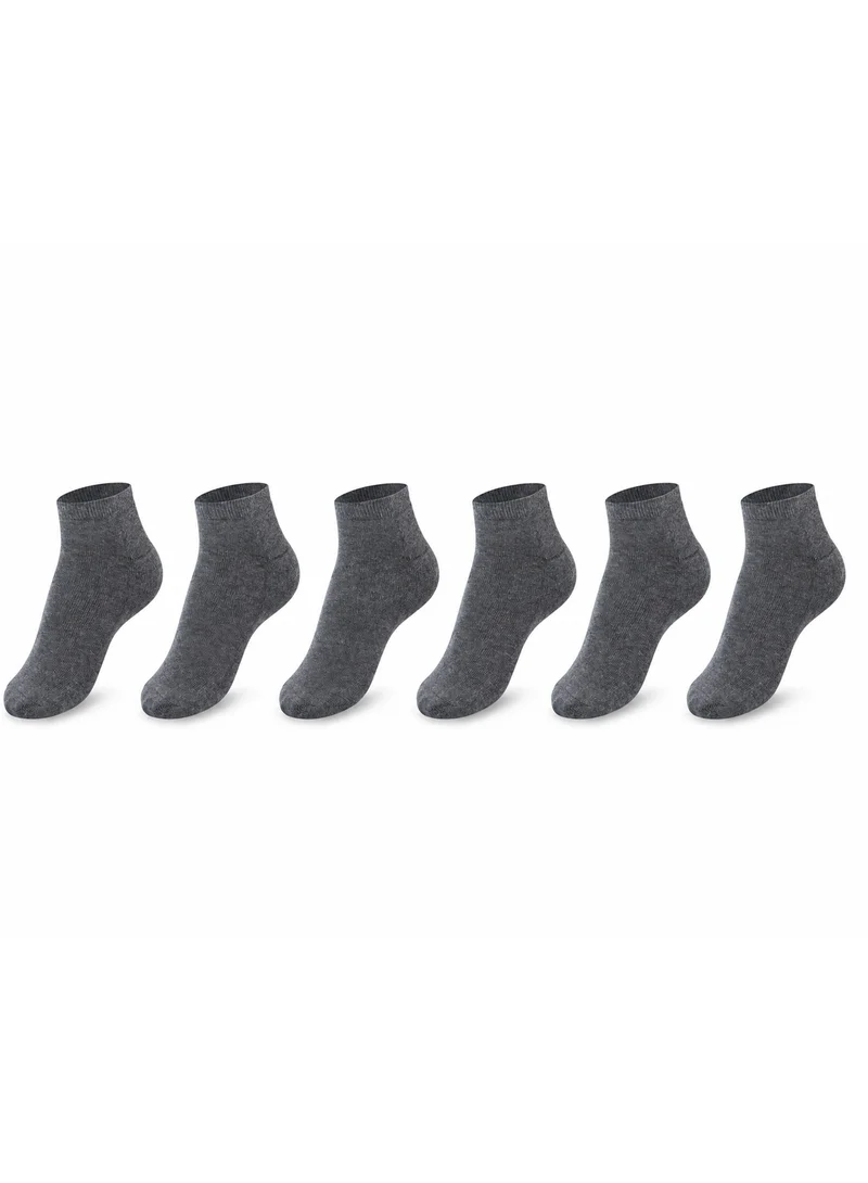 Mens Cotton-blended Low cut Sneaker Socks (PACK OF 6) Double cushioned Sole, Ultra-Soft touch, Secure Gentle Grip, Reinforced stitch, Skin Friendly - GREY