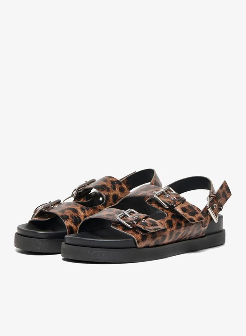 Only  Leopard Print Buckle Sandals for Women | Best Price UAE