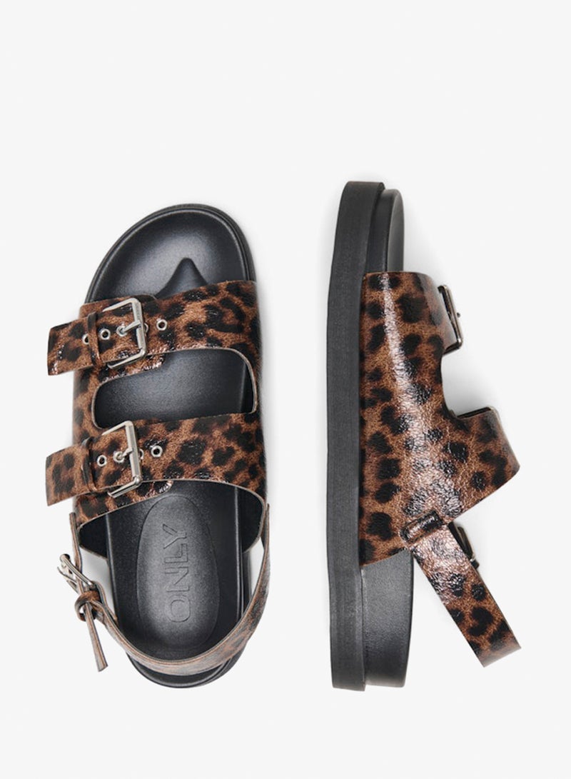 ONLY Leopard Print Buckle Sandals - Image 4