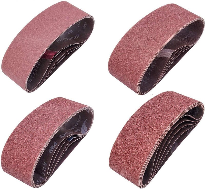 SACKORANGE 20 PCS 3 inch x 18 inch Abrasive Sanding Belts - 5 Each of 40 80 120 240 Grit Aluminum Oxide Sanding Belts For Belt sander (3 x 18 inch) - Image 1