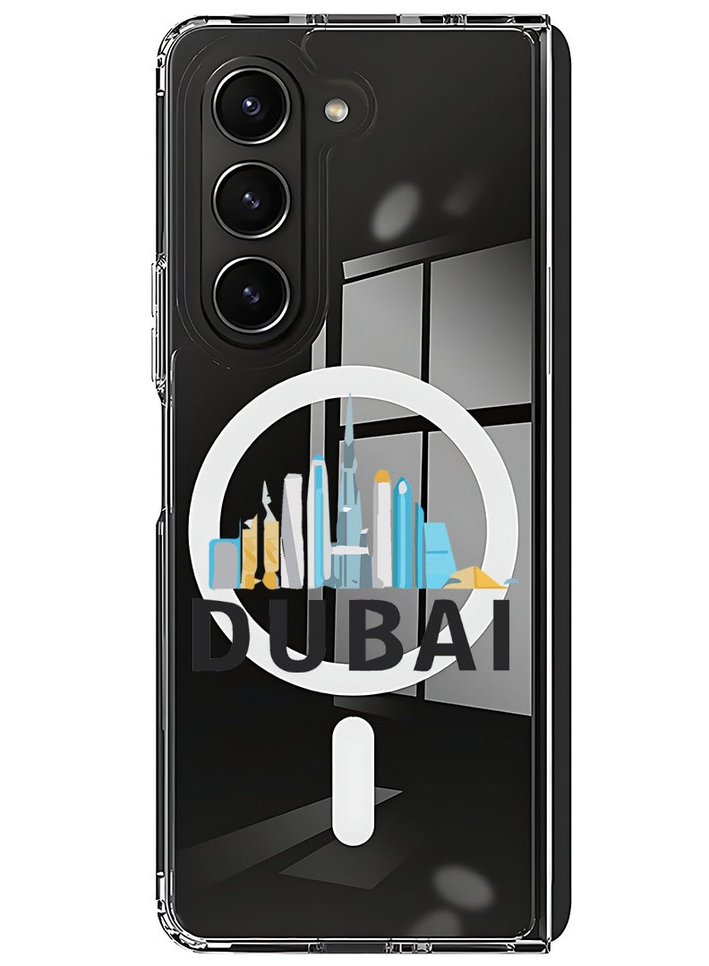 Theodor Magnetic Case for Samsung Galaxy Z Fold 5 Compatible with MagSafe Wireless Charging, Shockproof Phone Bumper Cover Dubai Black - Image 1