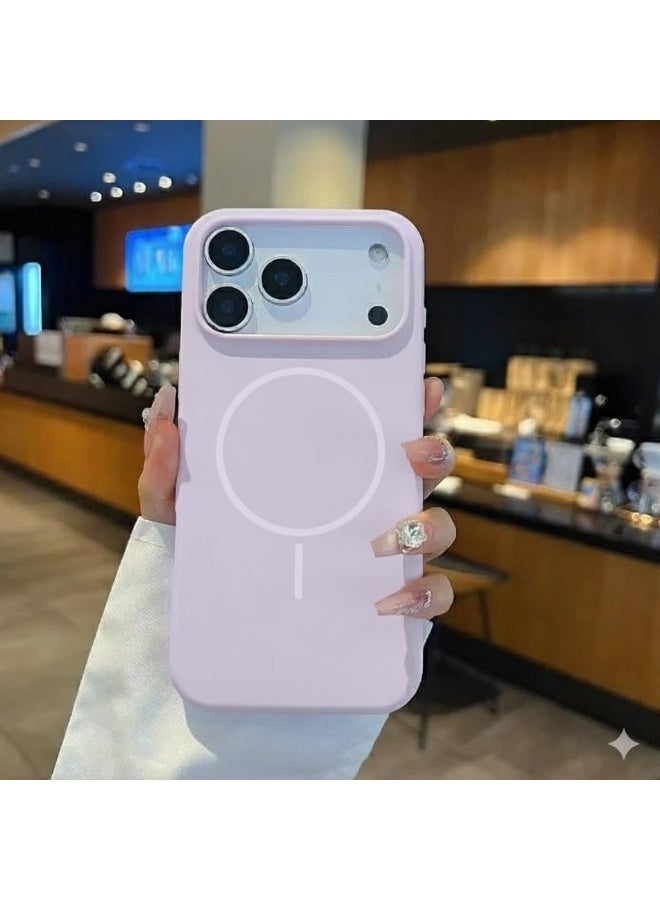 سيليكون غطاء سيليكون مغناطيسي فاخر متوافق مع سلسلة iPhone iPhone 17 Pro Max باللون الأرجواني - مقاوم للصدمات، نحيف، ناعم الملمس مع دعم الشحن اللاسلكي المغناطيسي - Image 2