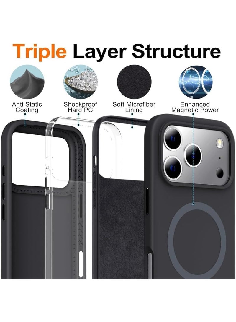 سيليكون غطاء سيليكون مغناطيسي فاخر متوافق مع سلسلة iPhone iPhone 17 Pro Max باللون الأرجواني - مقاوم للصدمات، نحيف، ناعم الملمس مع دعم الشحن اللاسلكي المغناطيسي - Image 5