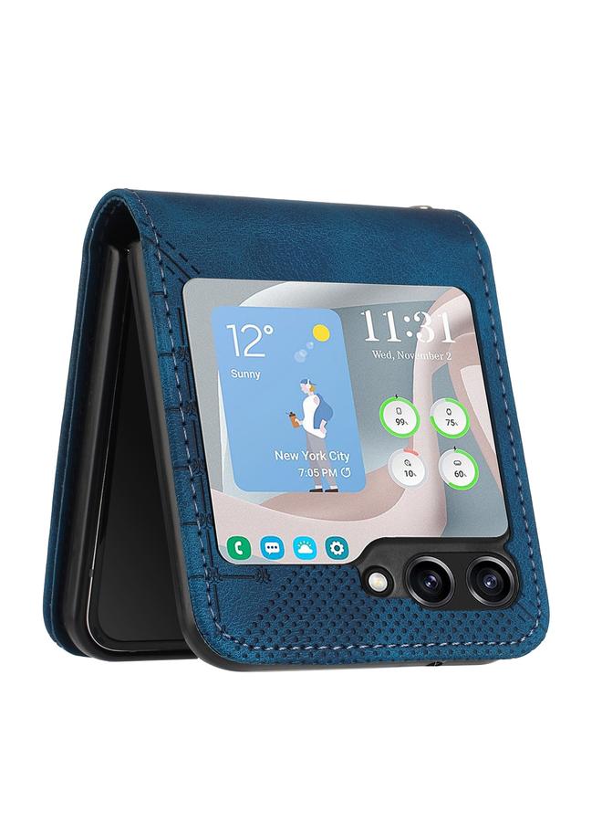 اس-توب جراب لهاتف Samsung Galaxy Z Flip5 YX0080، جراب هاتف جلدي قلاب بنقشة شبكية وفراشة مع حبل تعليق - Image 4