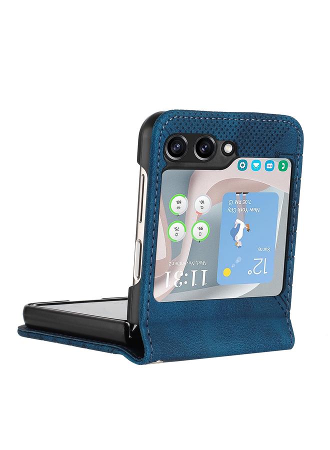 اس-توب جراب لهاتف Samsung Galaxy Z Flip5 YX0080، جراب هاتف جلدي قلاب بنقشة شبكية وفراشة مع حبل تعليق - Image 5