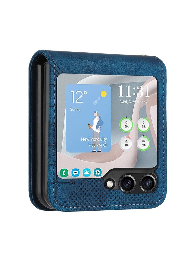 اس-توب جراب لهاتف Samsung Galaxy Z Flip5 YX0080، جراب هاتف جلدي قلاب بنقشة شبكية وفراشة مع حبل تعليق - Image 3