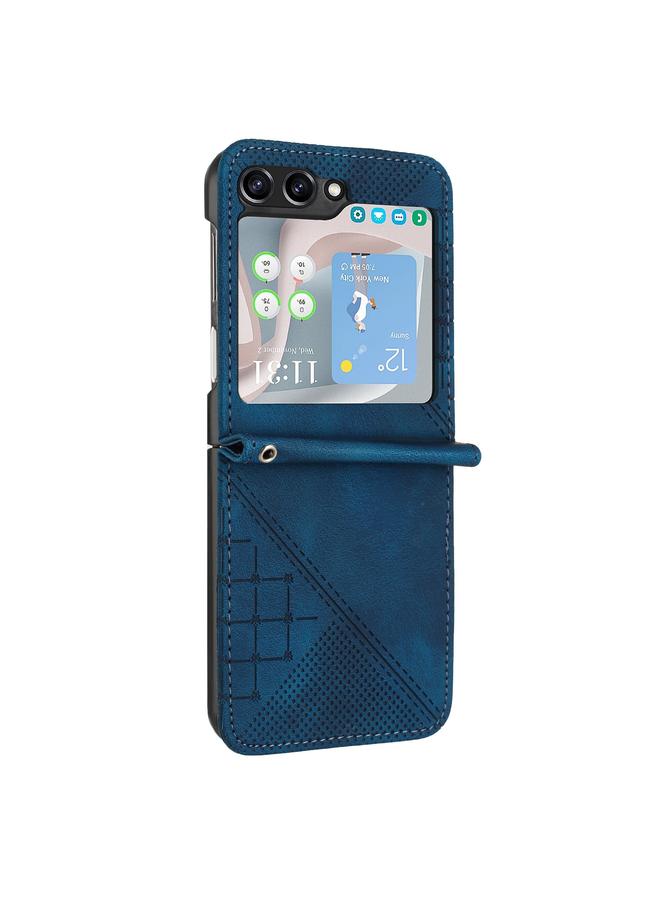 اس-توب جراب لهاتف Samsung Galaxy Z Flip5 YX0080، جراب هاتف جلدي قلاب بنقشة شبكية وفراشة مع حبل تعليق - Image 2