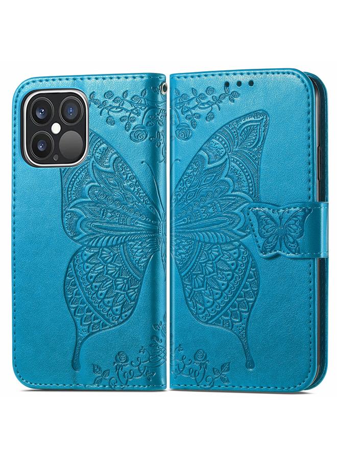Zaboon Case For iPhone 13 Pro Butterfly Love Flower Embossed Horizontal Flip Leather Case with Bracket / Card Slot / Wallet / Lanyard - Image 2