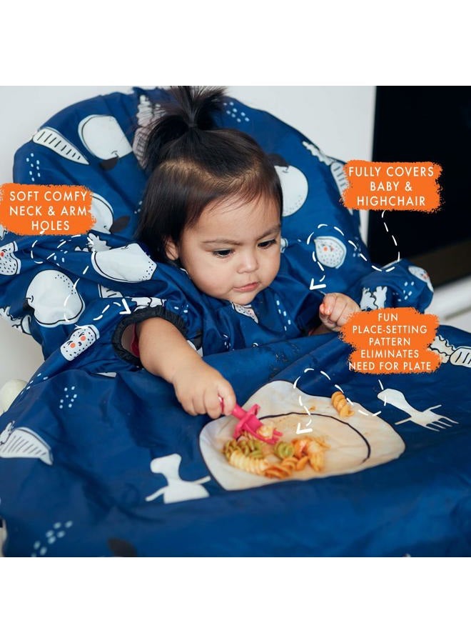 grabease Allover Waterproof Bib for Self-Feeding Infants and Toddlers, Machine Washable, Ages 6-24 Months, Navy - Baby Bibs - Image 3