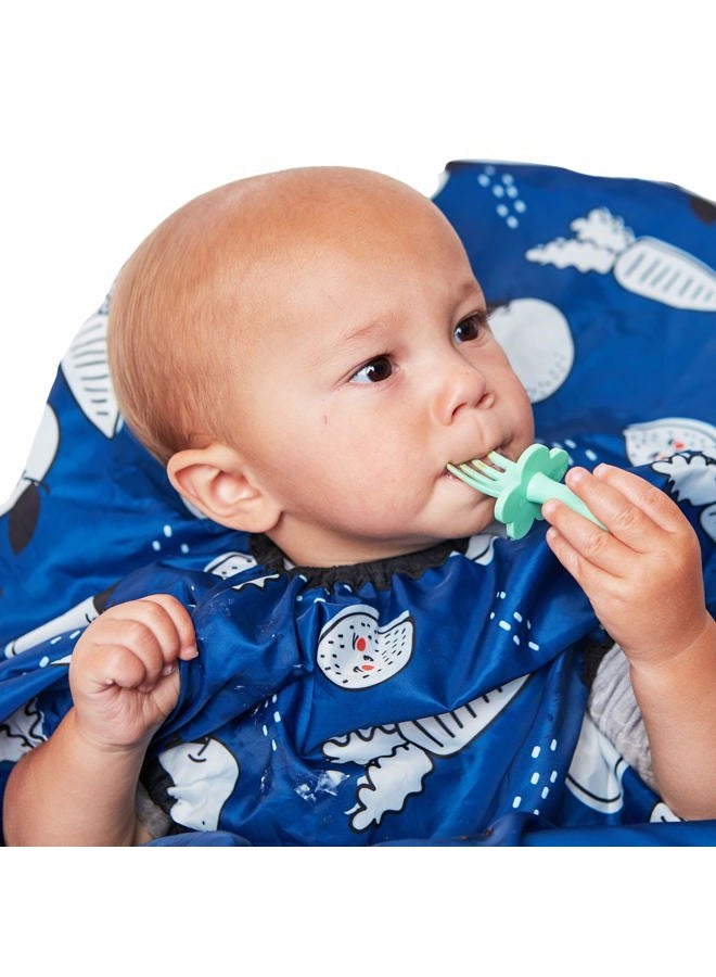 grabease Allover Waterproof Bib for Self-Feeding Infants and Toddlers, Machine Washable, Ages 6-24 Months, Navy - Baby Bibs - Image 1