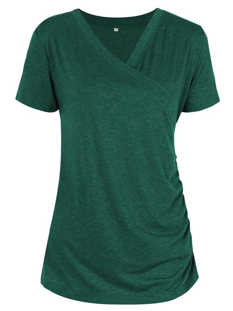 Liu & Qu Women's Maternity Nursing Tops, Layered Wrap for Breastfeeding, V-Neck Short Sleeve Tee Shirts 3 Packs - Image 2