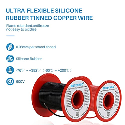 BNTECHGO 22 Gauge Silicone Wire Spool red and Black Each 100ft Flexible 22 AWG Stranded Tinned Copper Wire - Image 2