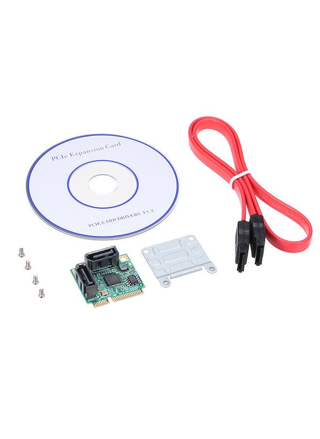Generic - Mini PCI-E to 2 Ports SATA3 Adapter Card SATA3.0 Expansion Card Mini Size High Speed Transmission Wide Compatibility - Image 1