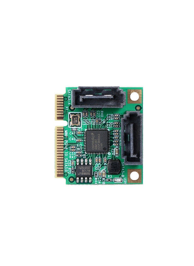 Generic - Mini PCI-E to 2 Ports SATA3 Adapter Card SATA3.0 Expansion Card Mini Size High Speed Transmission Wide Compatibility - Image 1