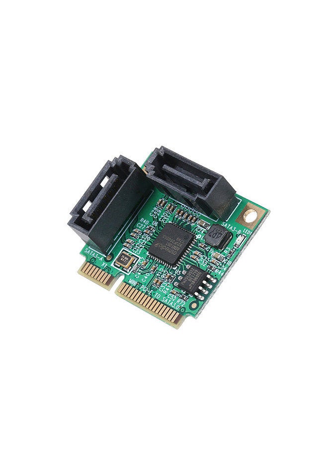 Generic - Mini PCI-E to 2 Ports SATA3 Adapter Card SATA3.0 Expansion Card Mini Size High Speed Transmission Wide Compatibility - Image 1