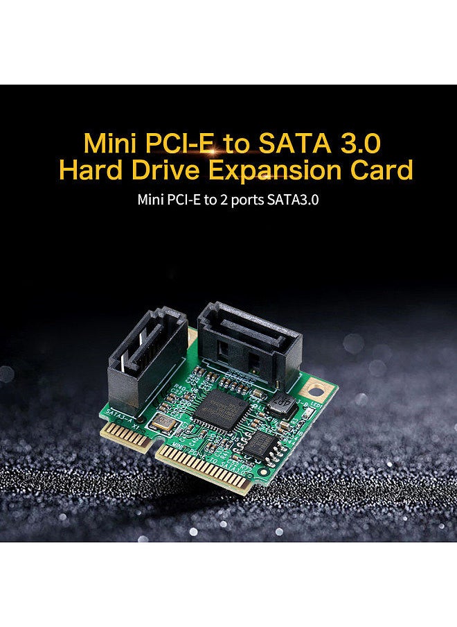 Generic - Mini PCI-E to 2 Ports SATA3 Adapter Card SATA3.0 Expansion Card Mini Size High Speed Transmission Wide Compatibility - Image 1