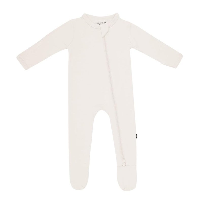 KYTE BABY Unisex Zipper Closure Footies, Rayon Made From Bamboo (3-6 Months, Oat) - Image 1