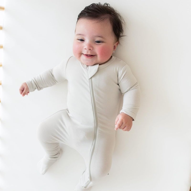 KYTE BABY Unisex Zipper Closure Footies, Rayon Made From Bamboo (3-6 Months, Oat) - Image 4