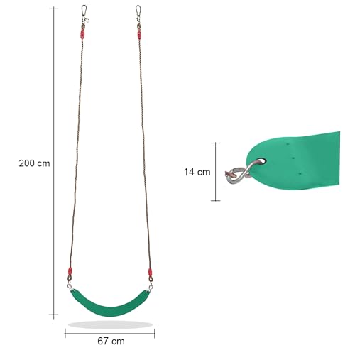 Shopster Kids Flexible Swing Seat Heavy Duty with Adjustable 79" Rope - Playground Swing Set Accessories with Snap Hooks (Colours May Vary) - Image 3