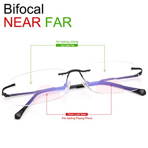MIRYEA Rimless Clear Bifocal Reading Glasses Blue Light Blocking Readers for Men and Women Unisex Eyewear Far Near Dual-Use Lightweight Magnifying Anti Glare UV Digital Reduce Eyestrain Fashion Eyeglasses - Image 4