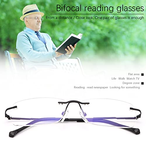 MIRYEA Rimless Clear Bifocal Reading Glasses Blue Light Blocking Readers for Men and Women Unisex Eyewear Far Near Dual-Use Lightweight Magnifying Anti Glare UV Digital Reduce Eyestrain Fashion Eyeglasses - Image 2