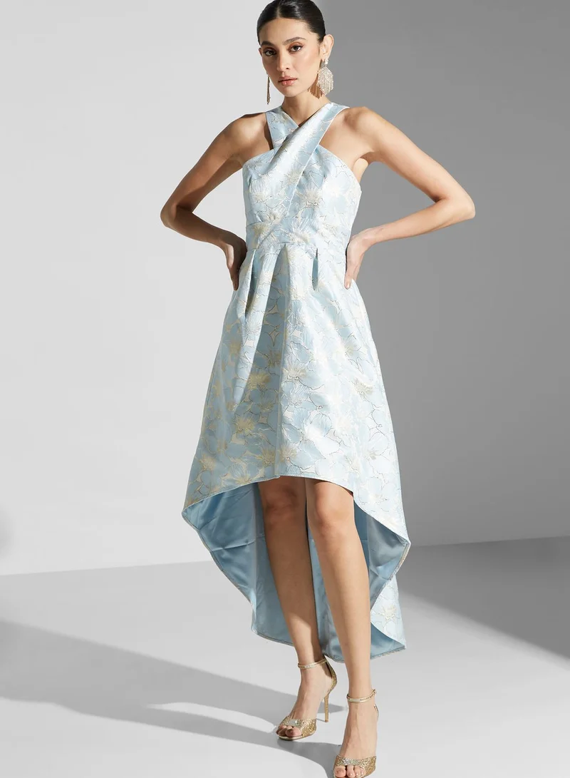 Chi-Chi London Cut Out Floral Print High Low Dress