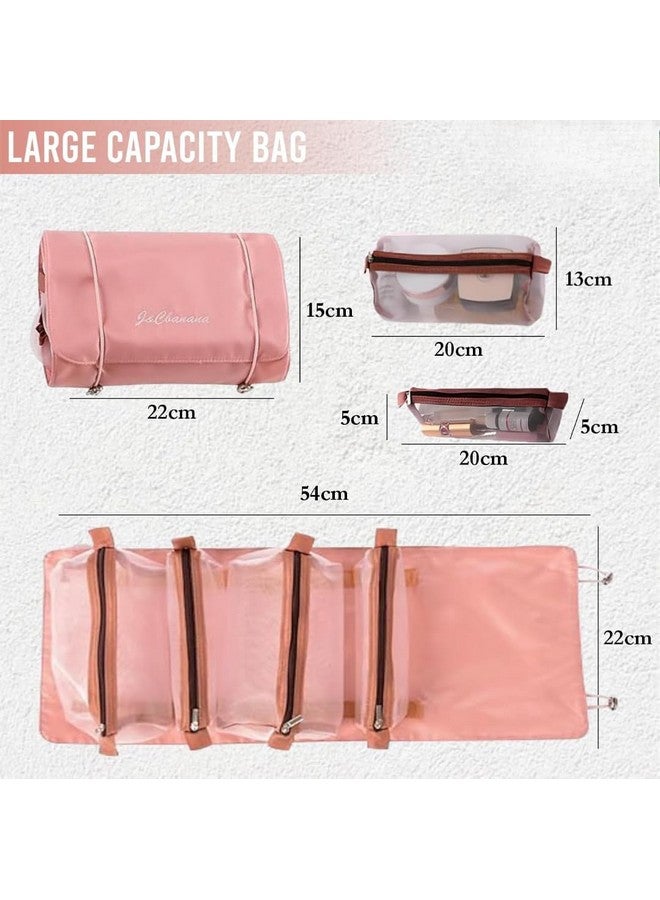 POXEFLIP Foldable Toiletry Bag 4 in 1 - Professional Cosmetic Makeup Storage Kit | Hanging Roll-Up Organizer with Removable Pouches | Compact Travel Toiletry Bag for Girls and Women - Image 3