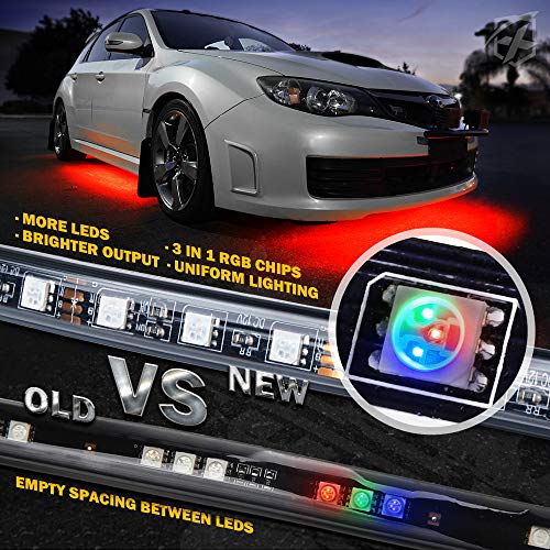 Xprite 4Pcs Underglow LED Lights for Cars, 8 Color RGB 252 LEDs Sound Active Function Music Mode Underglow Kit, Bluetooth APP & Remote Control, Waterproof Underbody Neon Strip Light for Car SUV Truck - Image 2