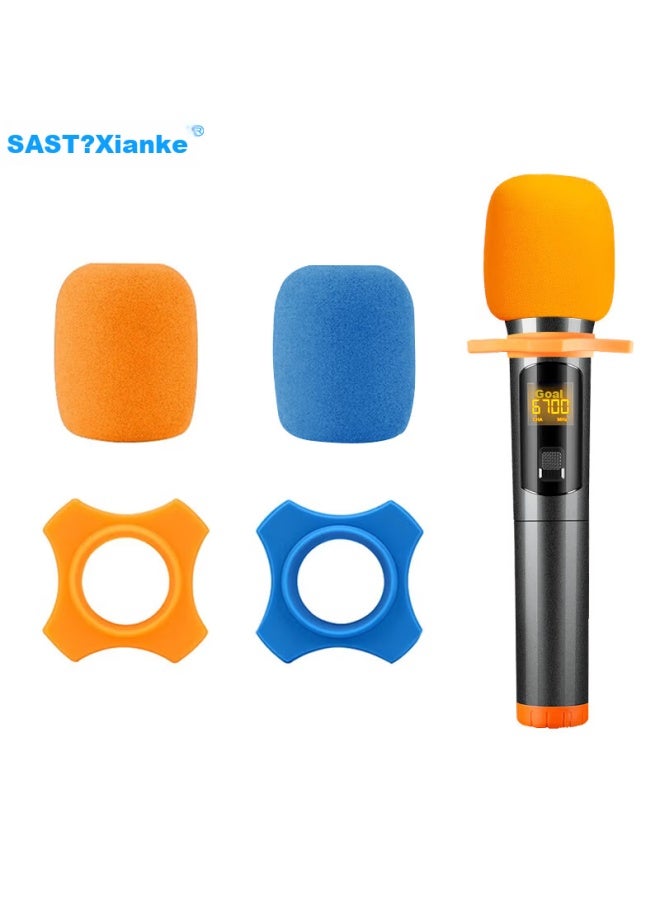 Sast Double Microphone Cap, Anti-slip Ring, Microphone Protective Cover, Foam Microphone Spray Shield, Anti-slip Ring, Drop-resistant, Ktv Microphone Cover, Foam, Thickened, Specialized Protective Accessories For Microphones - Image 1