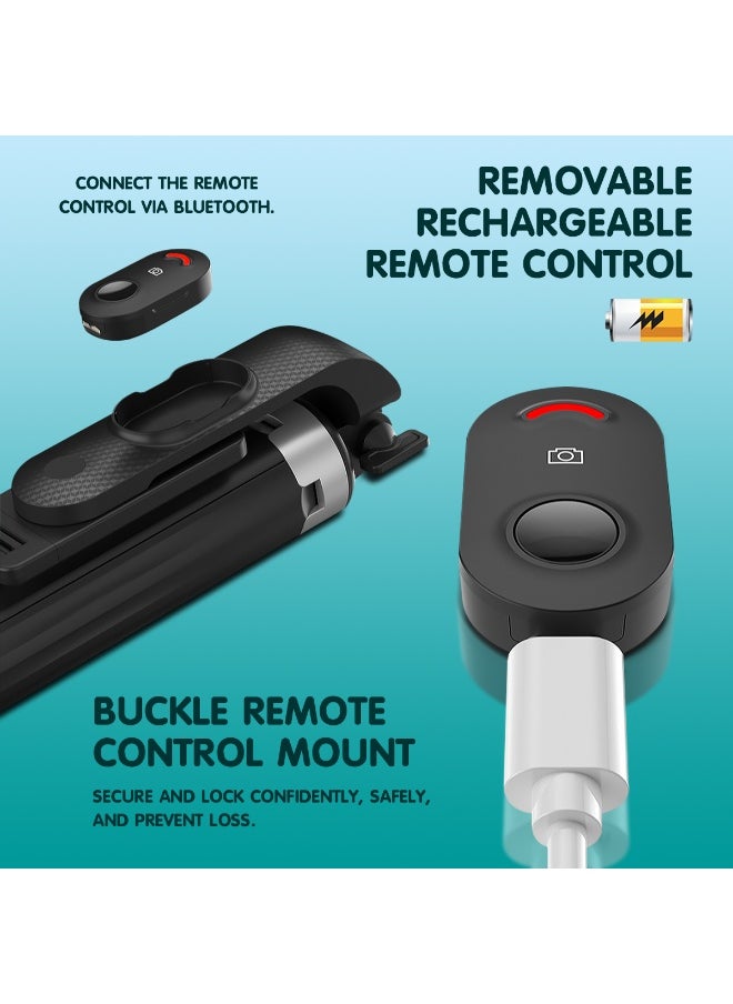 Generic Bluetooth Mobile Phone Selfie Extension Rod, Selfie Rod With Quadripod, Foldable Mobile Phone Selfie Rod With Fill Light, Aluminum Alloy Live Mobile Phone Holder Can Be Extended To 1 Meter, Compatible With Iphone, Samsung, Huawei  - Image 5