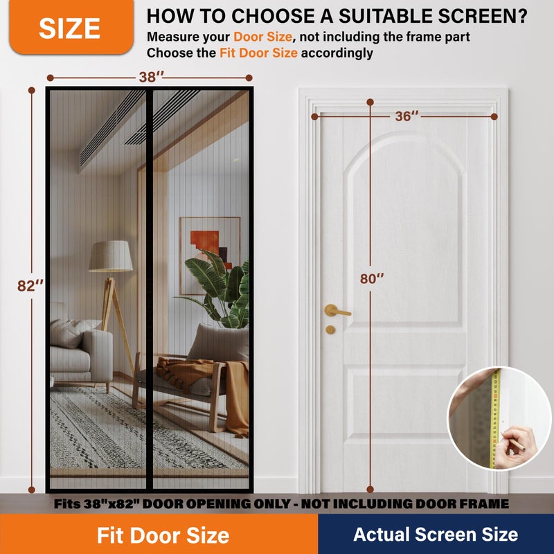 Mdavo Magnetic Screen Door,Self Sealing Magnets, Easy Install Screen Doors with Magnets,Pet & Kid Friendly- Fits Doors up to 36 x 80 Inches White - Image 2