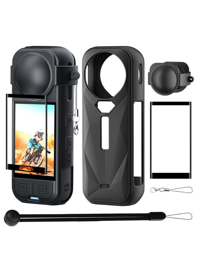 Bukela Protective Kit for Insta360 X5 Case, Silicone Case, Lens Guard, Silicone Lens Cap, 2 Pack Screen Protector Insta360 X5 Accessory Kit - Image 1